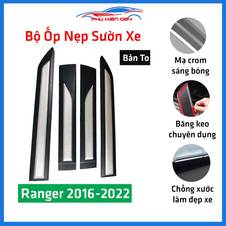 Bộ ốp nẹp sườn Ranger 2016-2017-2018-2019-2020-2021-2022 bản to trang trí làm đẹp xe