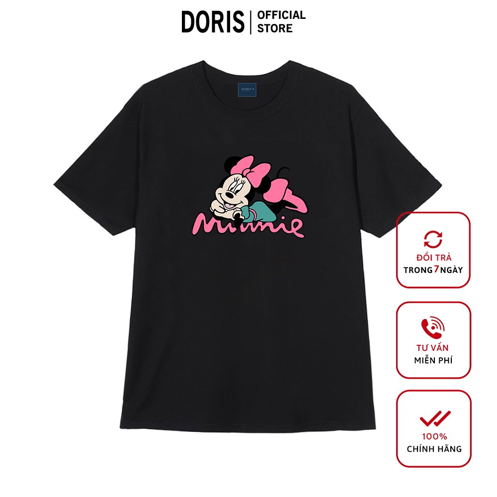 [Mã DORRT8250 giảm 250k] Áo thun basic MINNIE NẰM phông co giãn 4 chiều basic ngắn tay chất liệu cotton 100%