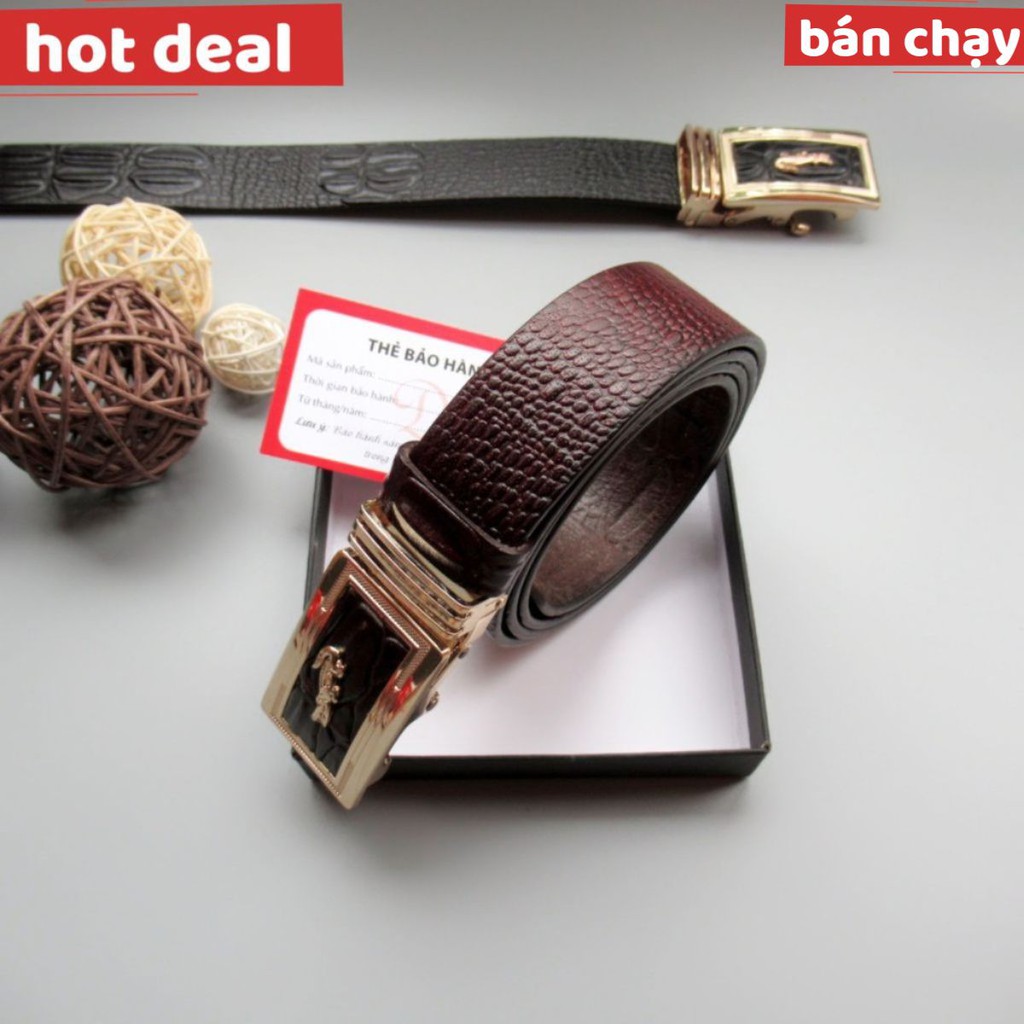 NEW 21 🌸10.10 GIẢM GIÁ Dây Nịt Nam Da Bò Thật Vân Cá Sấu Hàng Loại 1 (3.5X125)cm ( BH 12 THÁNG) .