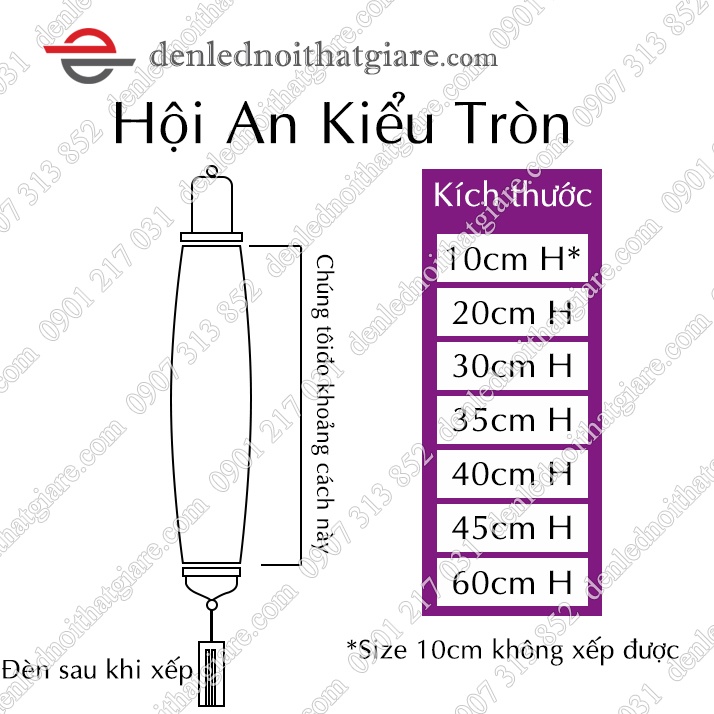 Combo 5 Đèn lồng HỘI AN Lantern vải lụa 35cm kiểu Tròn