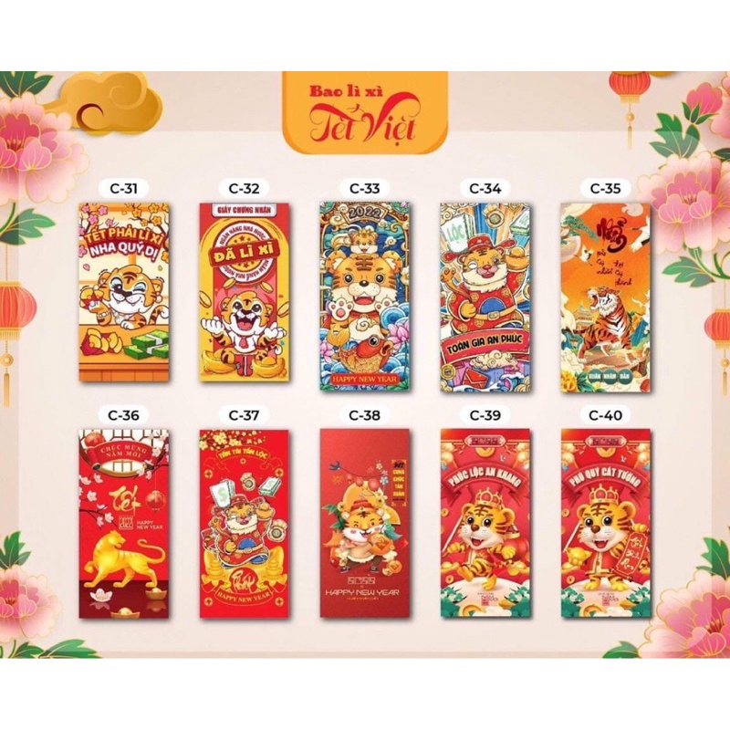 Combo giá sỉ 300 Bao Lì Xì Mix 25 Mẫu