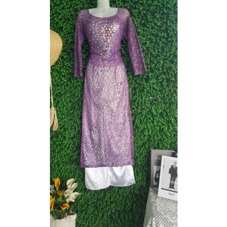 Thanh lý áo dài tim  . Kèm quần phi eo&lt;78cm