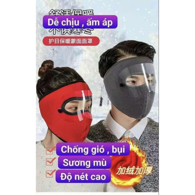 [FREESHIP] Khẩu Trang Ninja Lót Nỉ Có Kính Bảo Vệ Mắt