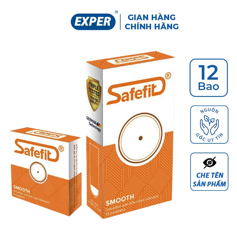 Bao cao su 49mm SafeFit Smooth, bcs siêu mỏng chống xuất tinh sớm kéo dài thời gian quan hệ
