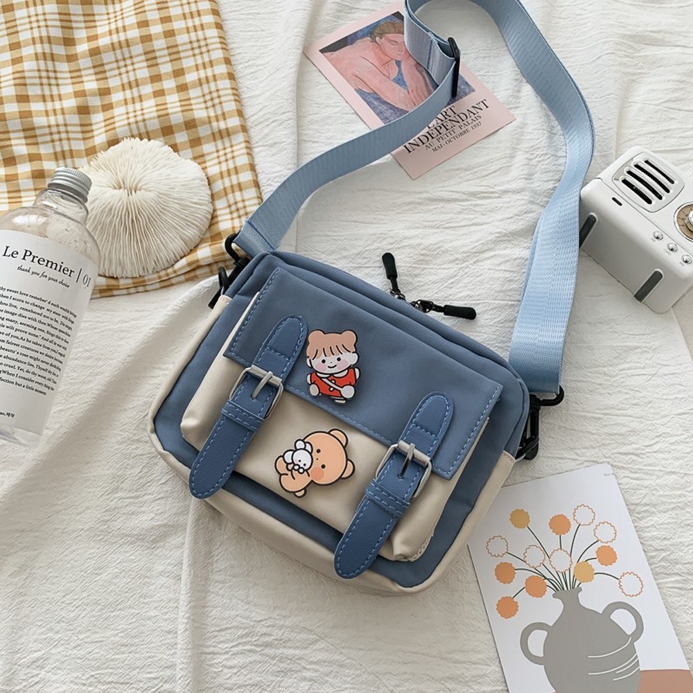 Túi Đeo Chéo Mini Vải Canvas Siêu Dễ Thương Đi Chơi Phong Cách Hàn Quốc