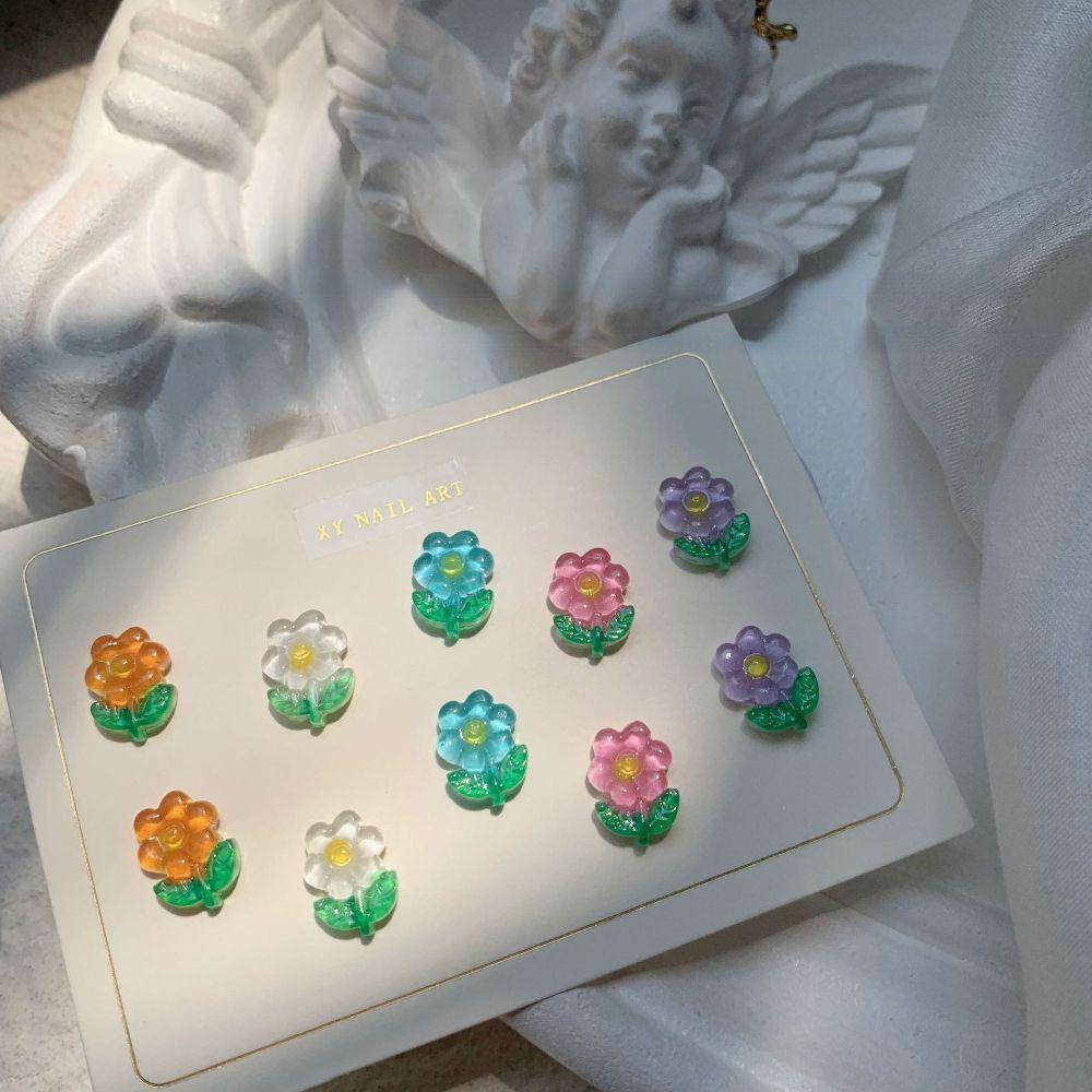 Phụ Kiện Trang Trí Móng Tay Bằng Resin Màu Sắc Ngọt Ngào Phong Cách Hàn Quốc|Bộ Nguyên Liệu Trang Trí Móng Tay Nghệ Thuật Hình Hoa Trong Suốt DIY