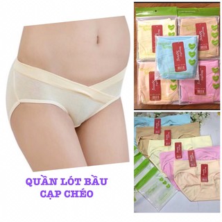 Quần lót bầu  💕 FREESHIP đơn 50k 💕 Quần lót nữ bầu cạp chéo su đúc thông hơi chất cotton siêu mềm mịn
