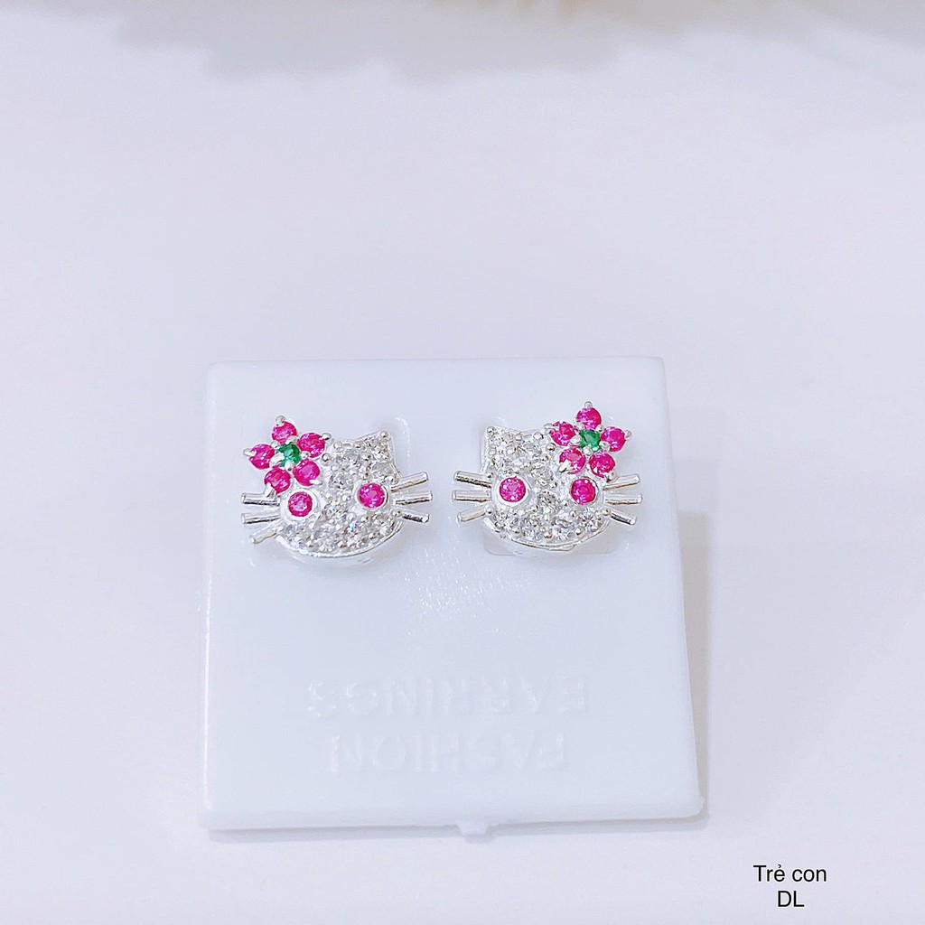 Bông tai bạc ta cho bé gái hình kitty xinh xắn - Bông tai bạc Bibi