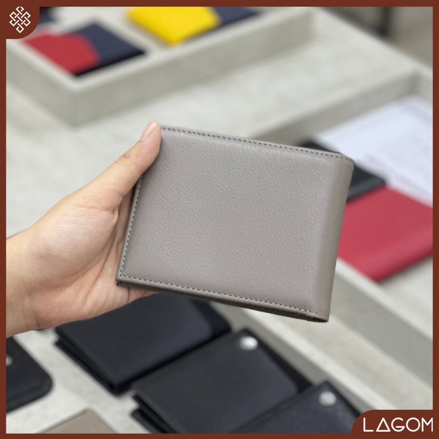 Ví nam Da Thật LAGOM Tidy Wallet - Màu Xám Ghi nhiều ngăn thẻ có ngăn để ảnh