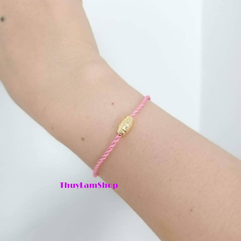 Vòng tay chỉ may mắn đã Trì Chú mix hạt gạo vàng kích tài lộc ý nghĩa no đủ cả năm