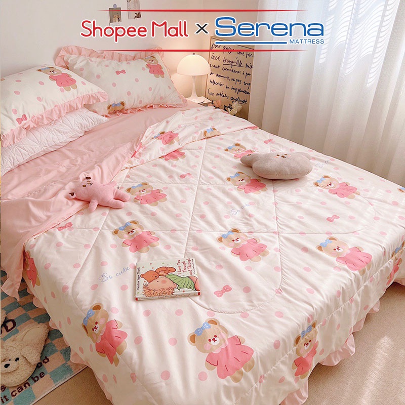 Chăn Ga Gối Đệm 5 Món Đũi Bèo SERENA Chính Hãng Bộ Ra Ga Grap Drap Trải Phủ Bọc Giường Trần Bông Đẹp Full Combo Cao Cấp