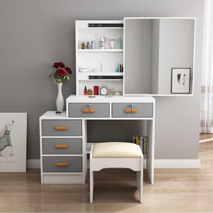 Bàn phấn hiện đại kèm ghế Bàn trang điểm gỗ cao cấp BAH031