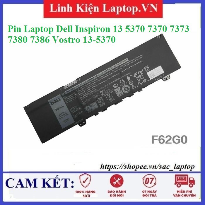 Pin Laptop Dell Inspiron 13 5370 7370 7373 7380 7386 Vostro 13-5370 39DY5  F62G0