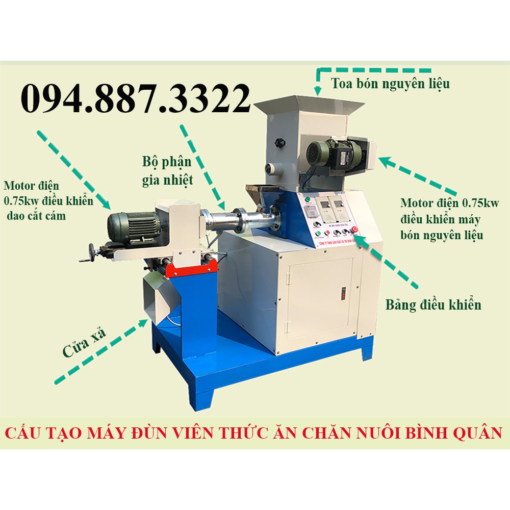 Máy ép cám viên cho cá - Tặng kèm 1 vỏ ruột xoắn trị giá 750k