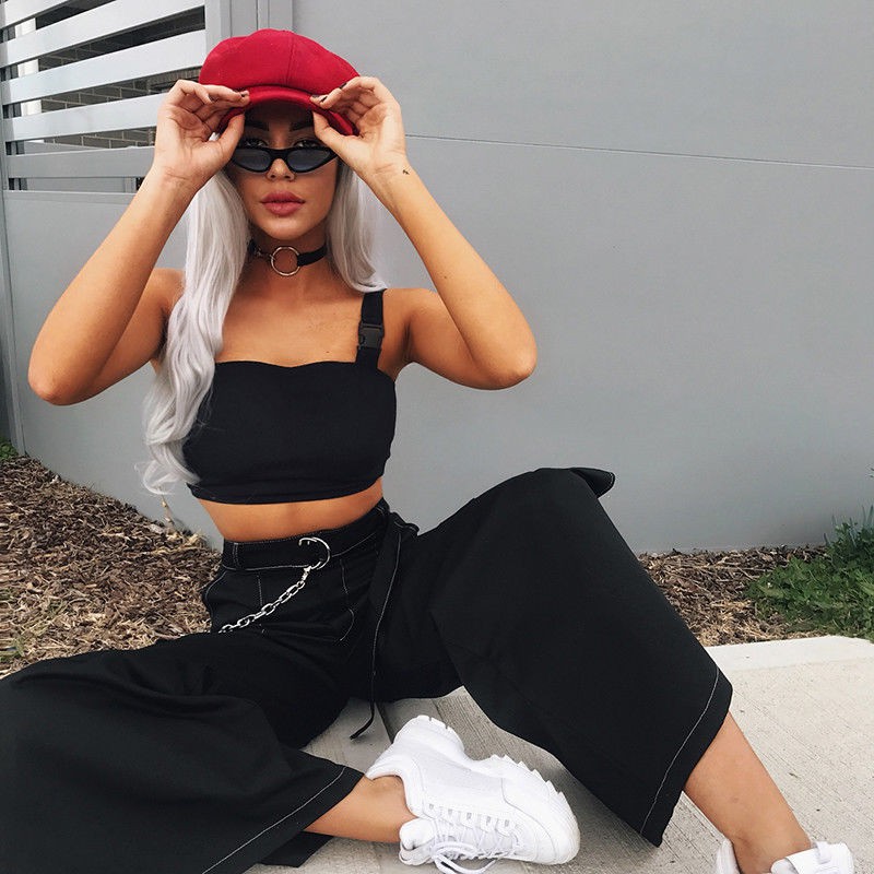 Áo thun không tay có khóa gài cá tính cho nữ | BigBuy360 - bigbuy360.vn