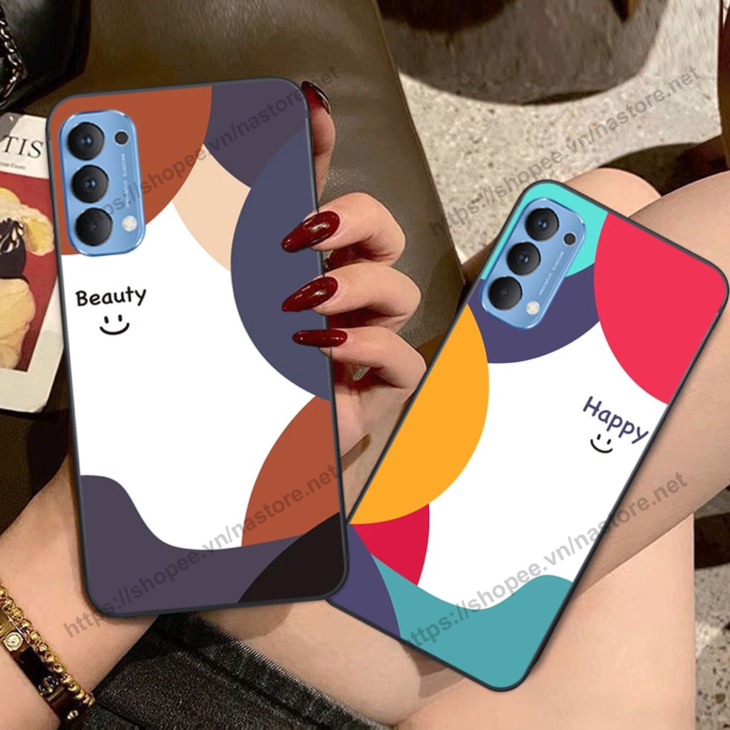 Ốp lưng Oppo Reno4 / Reno4 Pro / Reno 4 mặt cười, họa tiết caro đơn giản đẹp cute