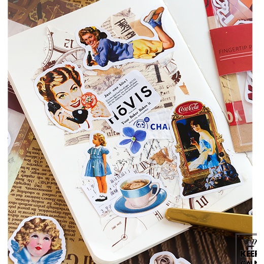 [Hàng mới về] Set Sticker Âu Mỹ Retro To Cổ điển Độc đáo