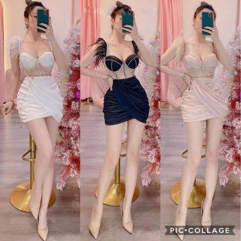 ĐẦM BODY KẾT ĐÁ PHỐI LÔNG
