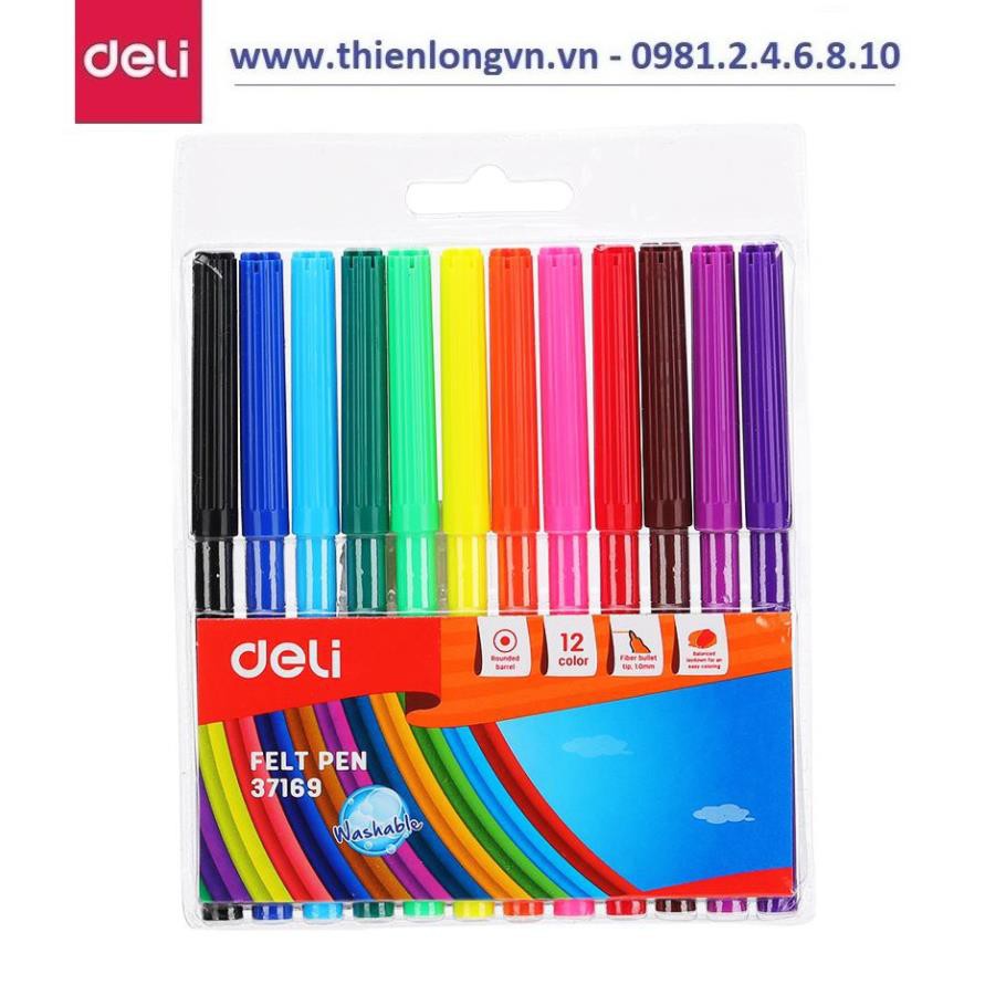 Bút dạ màu nước Deli E37169 - 12 màu/ E37170 - 18 màu