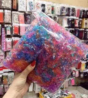 Thun cột tóc đen , mix màu bản to 50gr