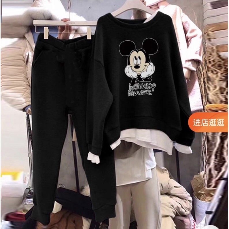 Bộ Bầu Nỉ Da Cá Siêu dày dặn -phong cách Hàn Quốc siêu xinh,có chun chỉnh bụng,áo from rộng-mặc thu đông -freesize 43-68