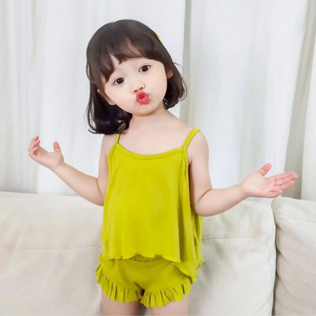 Đồ Bộ Bé Gái  Bộ MINKY MOM 2 Dây Quần Chip Bèo Cho Bé Chất Thun Lạnh Siêu Mềm Mịn Mát