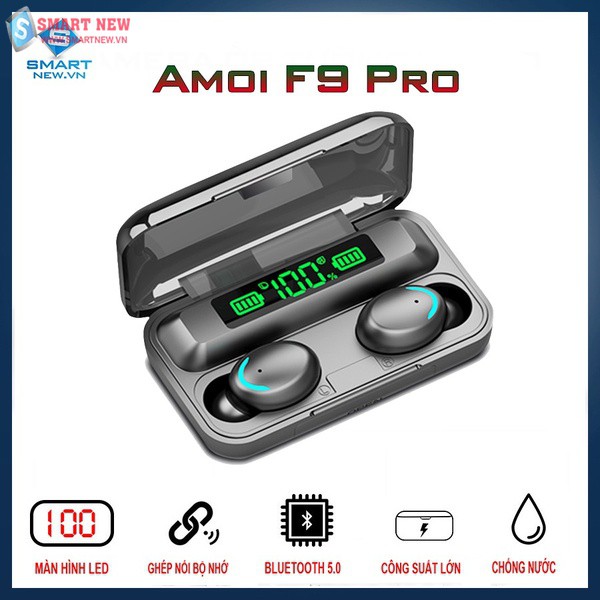 Tai Nghe Bluetooth Amoi F9 Pro Max 2020| Bản QUỐC TẾ | Nút cảm ứng | Bluetooth 5.0 | Pin 2000Mah | Sạc dự phòng -DC4132 | BigBuy360 - bigbuy360.vn