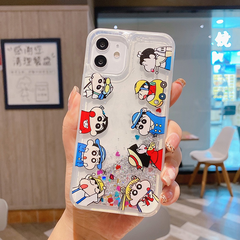 Doraemon Ốp Điện Thoại Mềm Nén Khí Chống Rơi Hình Cậu Bé Bút Chì Cho iPhone 13 12 11 Pro Max XS XR X 8 7 Plus + SE 2020