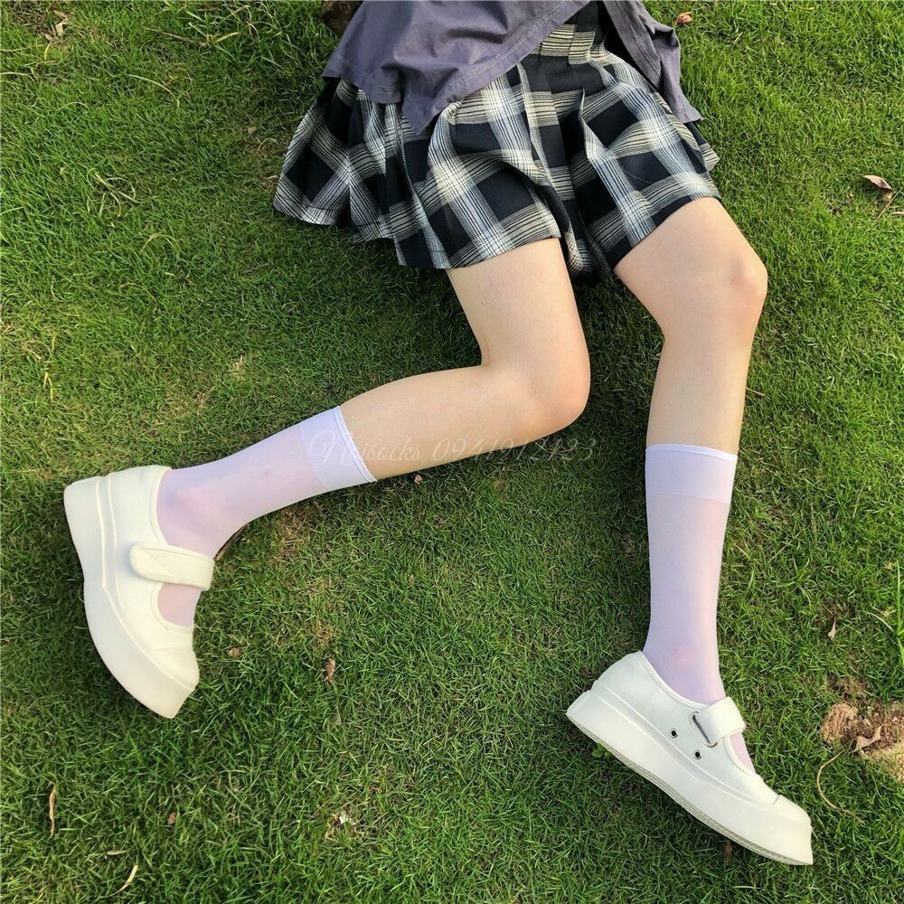 [Sỉ lẻ] Tất, vớ mỏng tới bắp chân 42cm thoáng mát dành cho mùa hè, cosplay Gợi Cảm Cho Nữ (đen/trắng) Có ảnh thật
