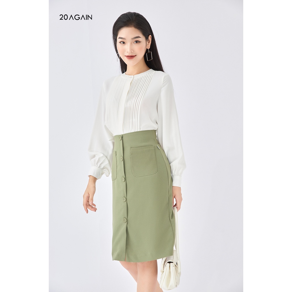 Áo sơ mi nữ công sở 20sexy by 20AGAIN thiết kế dài tay xếp ly ngực ASA1321