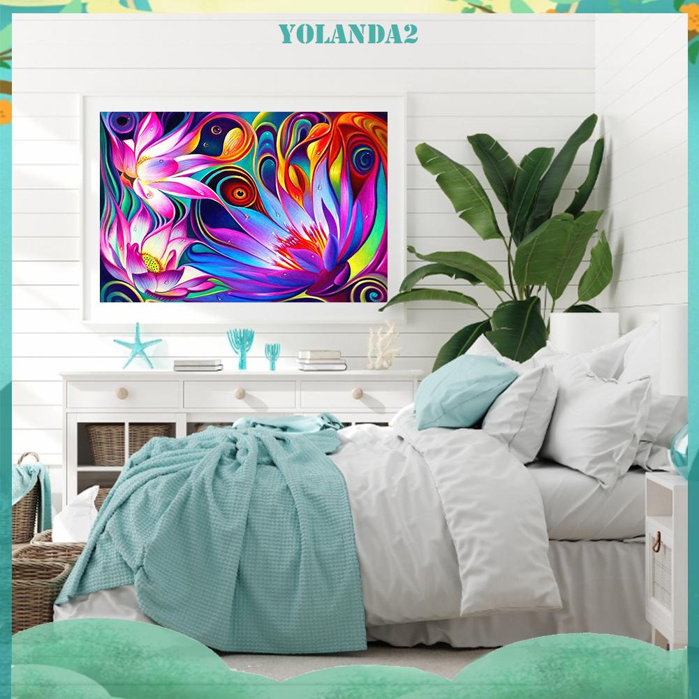 (canvas no printing)  Toàn Bộ Tranh Thêu Chữ Thập Họa Tiết Hoa Sen 11CT