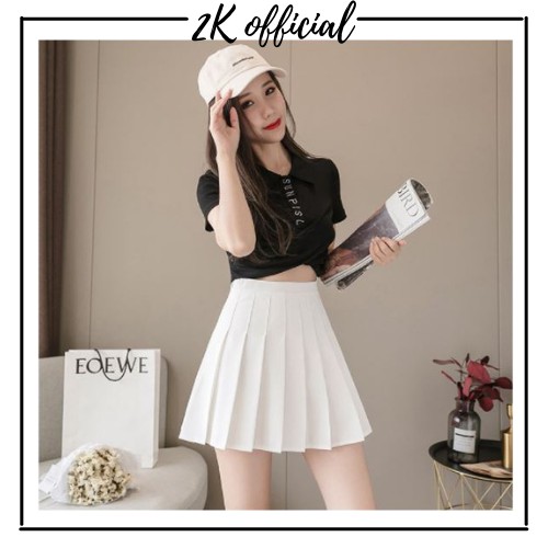 Chân váy tennis xếp ly Chân váy ngắn chữ A lưng cao có quần trong chống lộ trẻ trung năng động