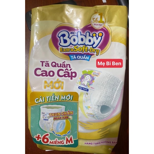 [Chính Hãng] Tã/Bỉm quần cao cấp Bobby Extra Soft Dry size M/L gói 6 miếng