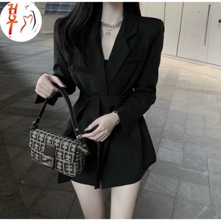 áo khoác vest dáng dài kèm thắt lưng cực cá tính, siêu xinh kèm hình thật