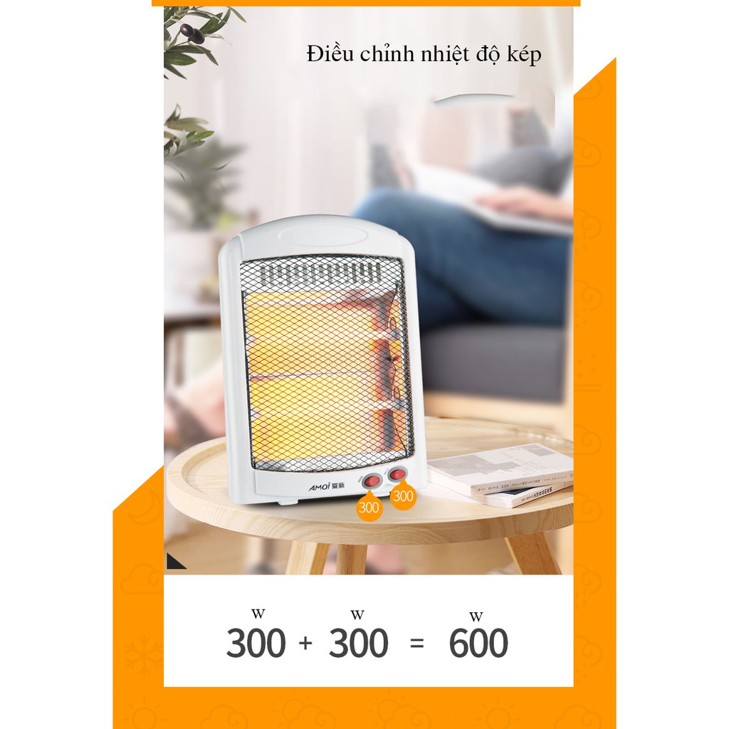 Đèn sưởi nhà tắm cho bé 2 bóng AMOI máy sưởi cho phòng ngủ, phòng làm việc, tốc độ làm ấm nhanh, tỏa nhiệt đều DSN01