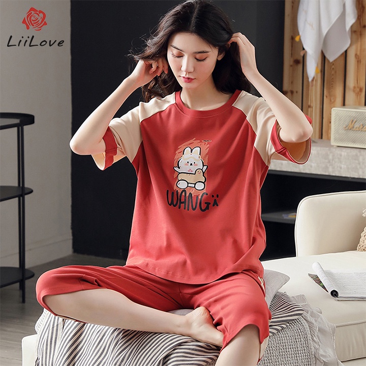 Bộ mặc nhà áo ngắn tay quần lửng mùa hè - diện đẹp từ nhà ra phố, cá tính, lịch sự mã B Liilove