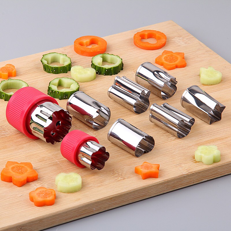 Bộ dụng cụ cắt tỉa hoa quả bằng inox 8 món tiện dụng nhà bé, trang trí bữa ăn dặm cho bé 𝐃𝟕𝟓