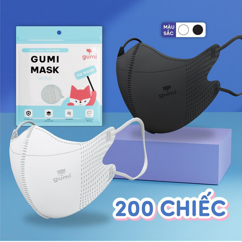 Hộp 200c 5D Khẩu trang Gumi kháng khuẩn 5D Mask kháng bụi mịn, kháng giọt bắn