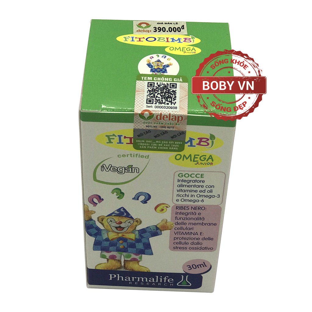 Fitobimbi Omega Junior phát triển não bộ cho bé - Lọ 30ml - Boby