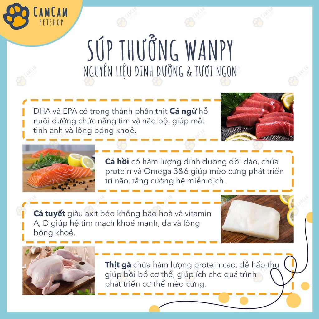Soup thưởng cho mèo Wanpy Gói 90gr - Súp nắp vặn, súp kem thưởng, snack cho mèo