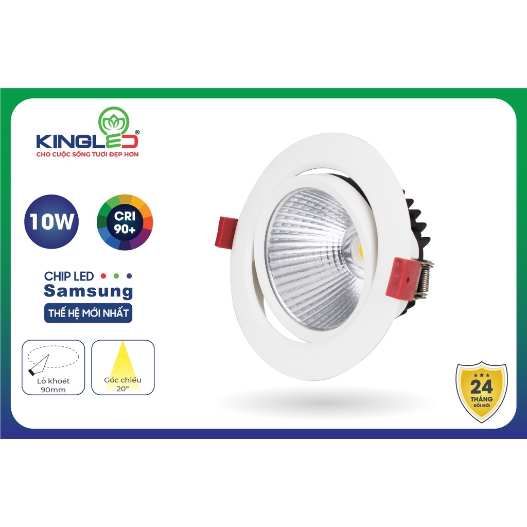 Đèn Led âm trần Xoay Góc KINGLED OPAL Spotlight chiếu rọi chỉnh góc cao cấp. 7W, 10W, 16W, 20W tới 30W.