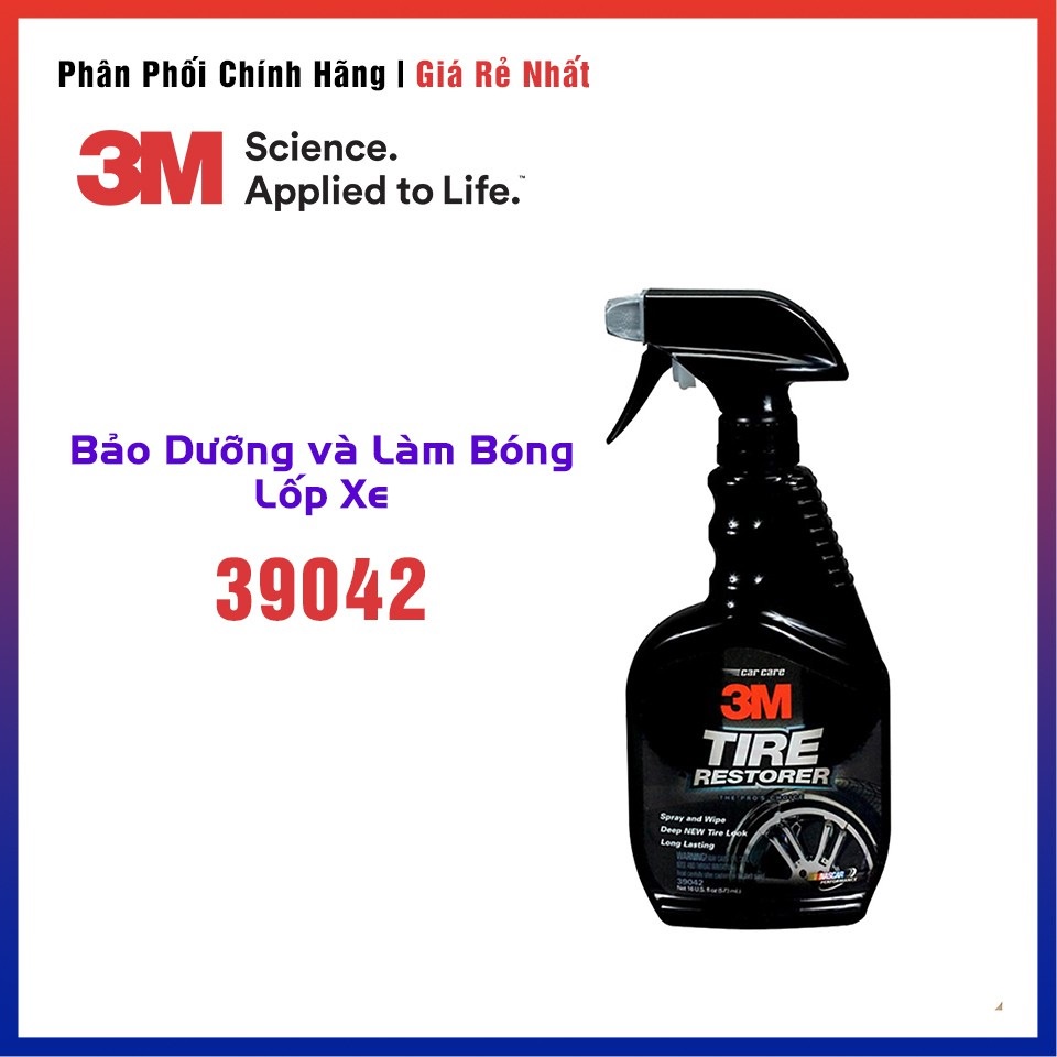 Dung dịch làm bóng lốp xe ô tô, xe máy, chai xịt làm bóng lốp xe ô tô, bóng vỏ xe 3M chính hãng 39042