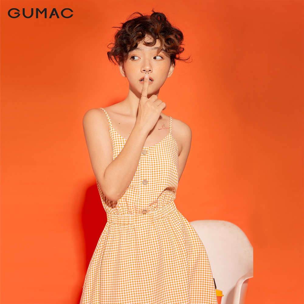 Đầm dây nữ GUMAC thiết kế phong cách trẻ trung, màu Đỏ - Vàng đủ size DA12127 | BigBuy360 - bigbuy360.vn