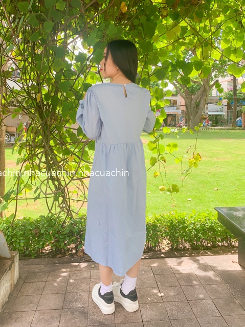 đầm suông màu xanh