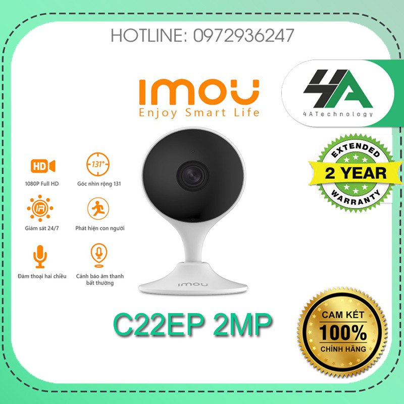 Camera wifi trong nhà 2MP,xoay 360, đàm thoại 2 chiều, Imou A22EP C22EP (chính hãng)