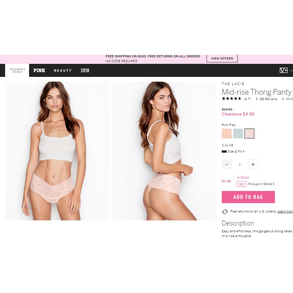 Quần lót ren lọt khe sexy Victoria Secret 20 XS