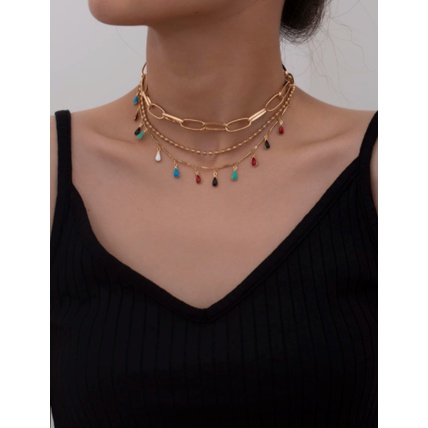 Bộ vòng cổ hình giọt nước nhiều màu