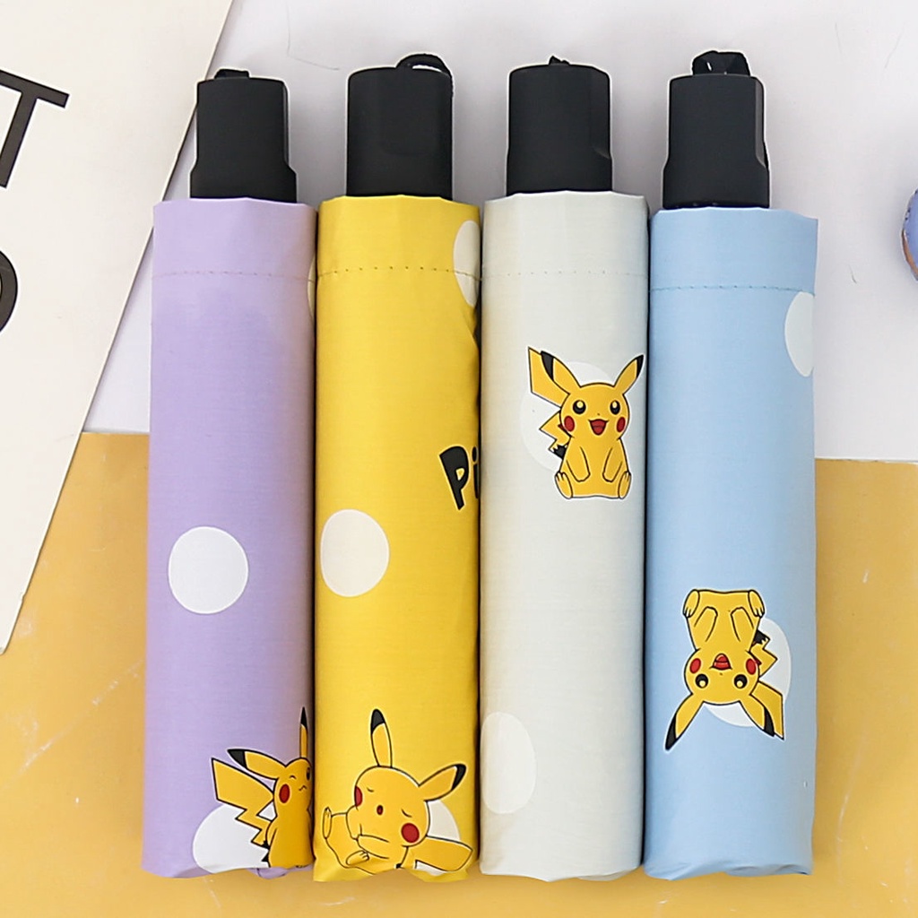 Dù Gấp Tự Động Chống Tia UV In Hình Pikachu Dễ Thương Sự Bảo Vệ