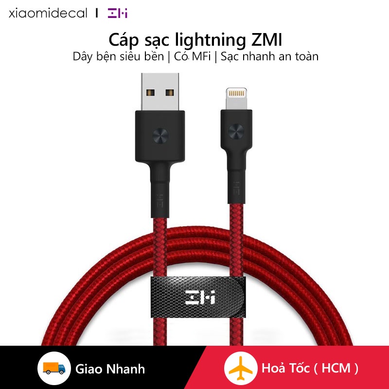 Cáp sạc Lightning ZMI dây bện, bọc Kevlar siêu bền dùng cho iPad, iPhone, iPod