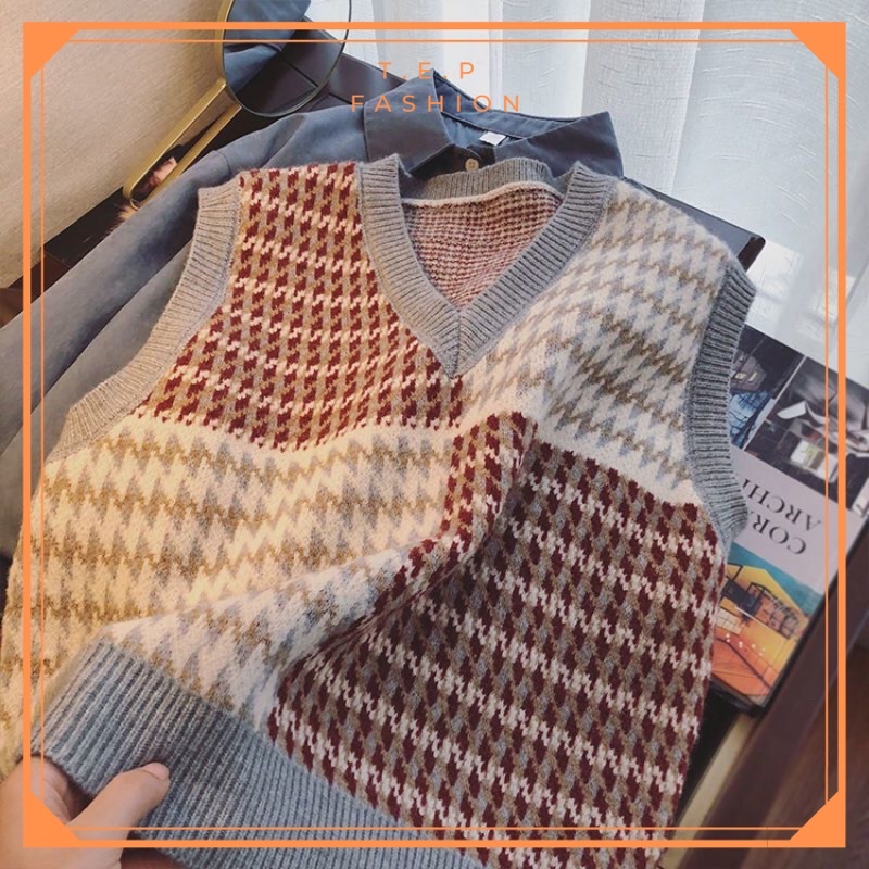 Áo Gile Len Nữ Chất Dày Dặn Phong Cách Hàn Quốc Hoạ Tiết Ziczac Siêu Xinh Tep Fashion - AGL002